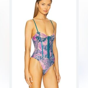 Free People Night Rhythm Printed Bodysuit .Size M